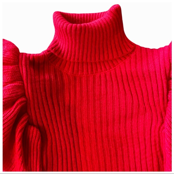 The Arti Red Ruffle Turtleneck Sweater - Picture 7 of 9